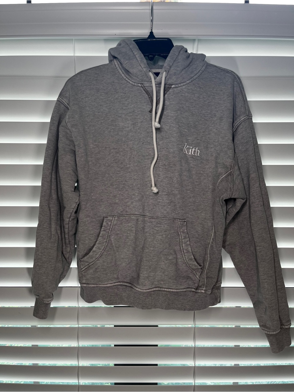 Kith Heather Gray Pullover Hoodie with Embroidered Logo